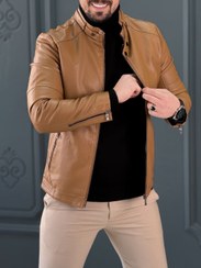 تصویر کت چرم 6328 عسلی 