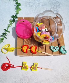 تصویر نخ و مهره چوبی سطلی 