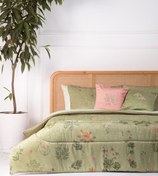 تصویر روتختی هرمدر مدل پاسیو سرویس لحاف کتان ارگانیک با رویه مخمل - دونفره روتختی هرمدر