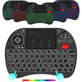 تصویر کیبورد Rii مدل 8541649352 Rii X8 Mini Keyboard,2.4GHz Portable Wireless Keyboard with Touchpad Mouse,RGB Backlit,Rechargeable Battery for Android TV Box/Mac/PC/Nvidia Shield