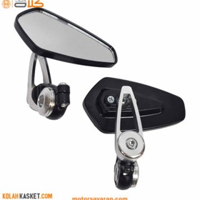 تصویر آینه موتور سیکلت سر فرمان CNC سیلور مدل T03 CNC silver T03 steering wheel motorcycle mirror