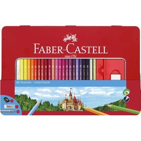 تصویر فابرکستل مدادرنگی 48رنگ جعبه فلزی Faber-Castell 48 Classic Colour Pencil sketch Set 115849