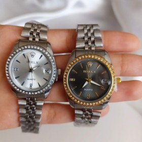 تصویر رولکس دور نگین گرد - سفید 