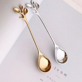 تصویر قاشق چای خوری طرح برگ مجموعه 6 عددی Leaf Model Teaspoon 6 pieces