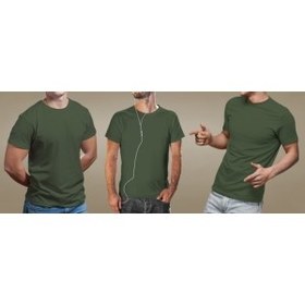 تصویر تیشرت آستین کوتاه مردانه کد 1ZGR رنگ سبز ارتشی 