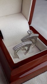 تصویر حلقه ازدواج نقره روکش طلا کد 001 Women's Silver Ring Code 005