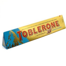 تصویر شکلات شیری با مغز عسل، نوقای بادام و بادام شور کاراملی Toblerone تابلرون 360 گرمی 