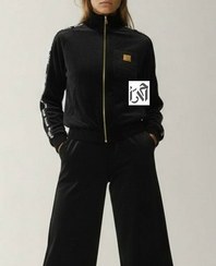 تصویر ست بامبر و شلوار زنانه مخمل مشکی با نوار میو میو 