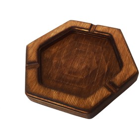 تصویر زیرسیگاری چوبی 6 ظلعی 