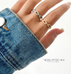 تصویر انگشتر زنانه برند ژوپینگ مدل زنجیری استیل رنگ ثابت Xuping brand women's ring, chain model, fixed color steel