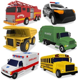 تصویر اسباب بازی حمام ۶ خودروی بدون کپک برند اسپلش ای زد برای کودکان برند splashez SplashEZ Mold Free 6 Cars Bath Toys for Kids | Toddler Bath Toys with No Hole for Water | Vehicles Set Ideal Size for Little Han