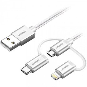 تصویر کابل تبدیل USB به Iphone Lightning و Type C و Micro USB یوگرین US186 