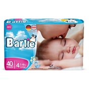 تصویر پوشک بچه کامل سایز 4 بزرگ بارلی بسته 40 عددی Barlie Baby Diaper Size 4 Pack Of 40 With Wipes