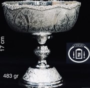 تصویر جام آجیل خوری نقره قلم گل و مرغ و اسلیمی عیار ۸۴ Silver goblet