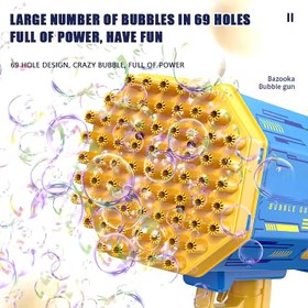 تصویر تفنگ حباب ساز رگباری 69 حباب شارژی 601/1 BUBBLE GUN BAZOOKA _ 601/1