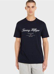 تصویر تی‌شرت گردن گرد با لوگوی اسکریپت برند Tommy Hilfiger Script Logo Crew Neck T-Shirt