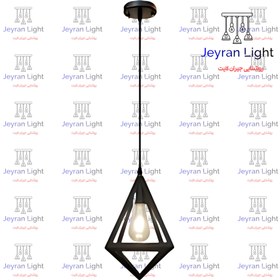 تصویر چراغ آویز مدل الماس لوزی - 3 شعله / مشکی Diamond pendant lamp