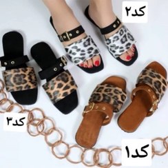 تصویر دمپایی مراکشی پلنگی تخت 