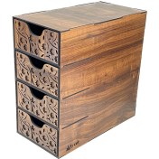 تصویر فایل کشویی اف جی کات مدل چهار طبقه طرح گل - قهوه ای تیره 