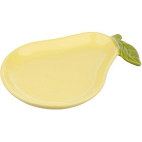 تصویر ظرف سرو سرامیکی بنیکو مدل گلابی تخت - زرد Beniko Ceramic Serving Plate Pear Flat Model