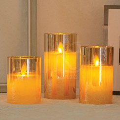 تصویر شمع LED استوانه‌ای شیشه‌ای 