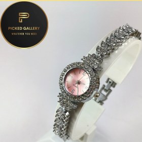 تصویر ساعت عقربه ای زنانه پرنگین - تماما طلایی 