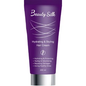 تصویر کرم مو ترمیم کننده و آبرسان بیوتی سیلک hydrating & styling hair cream 200ml BEAUTY SILK 