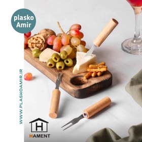 تصویر چنگال خرما و زیتون خوری دسته چوبی همنت HAMENT بسته 6 عددی 