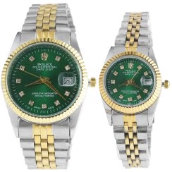 تصویر ست ساعت مچی رولکس ROLEX طرح دیت جاست مدل 1403 ROLEX men's and women's wristwatch set model - 1403