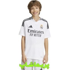 تصویر کیت اول رئال مادرید 2025 پسرانه طرح هواداری کیفیت +A تایلندی - 28 Real Madrid 2025 first kit for boys, fan design, Thai quality +A