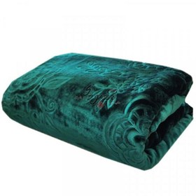 تصویر پتو دو نفره گلبافت طرح برجسته سبز کله غازی 