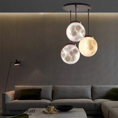 تصویر چراغ آویز 3 شعله مدل کره ماه 