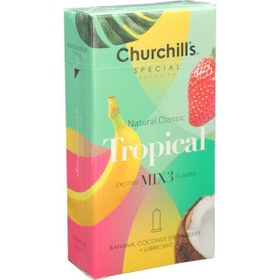 تصویر کاندوم میوه ای چرچیلز مدل Mix 3 بسته 12 عددی مدل تروپیکال Churchills Tropical Condom 