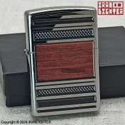 تصویر فندک زیپو مدل 28676 طرح استیل و چوب 