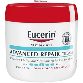 تصویر کرم ترمیم کننده پیشرفته eucerin مخصوص پوست های خیلی خشک مرطوب کننده صورت بدن 