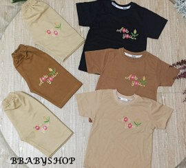 تصویر تیشرت و شلوارک گل گلی دخترانه 