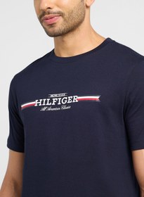 تصویر تی‌شرت راه‌راه هیلfiger با طرح سینه برند Tommy Hilfiger HILFIGER CHEST STRIPE TEE