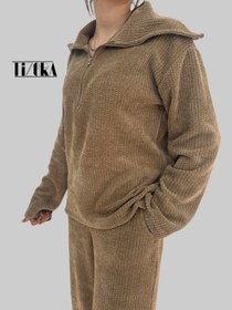 تصویر ست بافت یقه نیم زیپ کد ۰۳۷ 