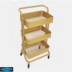 تصویر ترولی آرایشگاهی | ترولی خانگی رنگ طلایی مدل واکر 