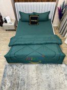 تصویر روتختی دونفره ساده سبزیشمی کد S430 ارزانچی 