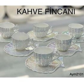 تصویر فنجان قهوه سفید مجموعه جام 6 مروارید decovien 
