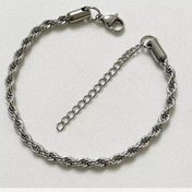 تصویر دستبند طنابی رنگ ثابت اسپرت - نقره ای 