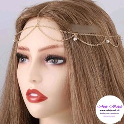 تصویر فرق بند و پیشانی یند زنانه مجلسی استیل مرواریدی 