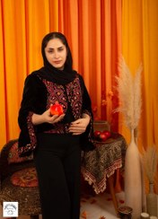 تصویر کراپ کت مجلسی مخمل سوزندوزی طرح باغ گل سایز ۴۰ 