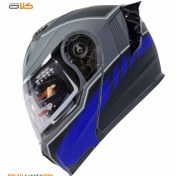 تصویر کلاه کاسکت فک متحرک Ek مدل JK908 آبی مشکی کد 12 JK908-12 Ek Blue Black Movable Jaw Casket Cap