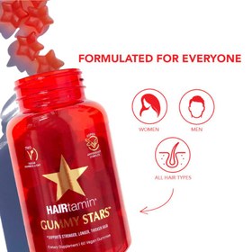 تصویر پاستیل تقویت مو هیرتامین 60 عددی Hairtamin Gummy Stars Vitamins