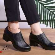 تصویر کفش اداری زنانه مدل خورشیدی رویه چرم سایز ۳۷ تا ۴۰ رنگ مشکی 