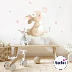 تصویر برچسب دیواری کودک تاتی مدل W236 طرح خرگوش 