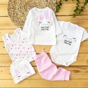 تصویر ست نوزادی پنبه اعلا طرح خرگوش سایز ۰ تا ۳ ماه 