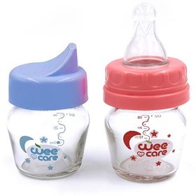 تصویر ست دوکاره قنداغ خوری 0+ وی کر 30 میلی لیتر Wee Care Mini Nursing & Medicien Feeder Glass Feeding Bottle 30 Ml (2in1)